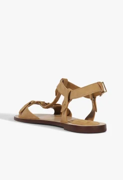 Best Schutz Stevie Brown Suede Flat Sandal Sandstone