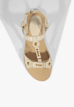 New Schutz Stevie White Leather Flat Sandal Sugar White