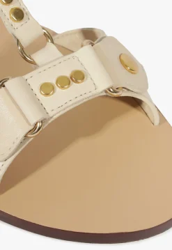 New Schutz Stevie White Leather Flat Sandal Sugar White